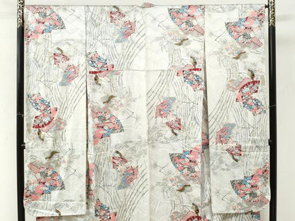平和屋着物●豪華振袖　地紙重ね草花文　金彩　正絹　逸品　CABK7287yc