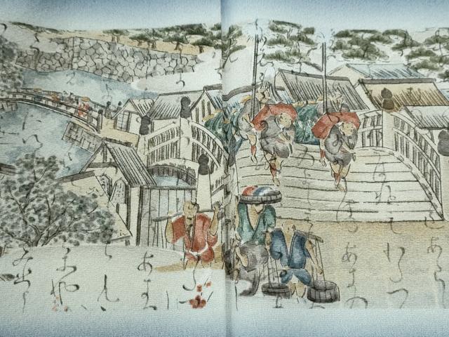 平和屋着物●摺友禅　横塚賢治　訪問着　東海道五十三次　暈し染め　正絹　逸品　CABK7289yc