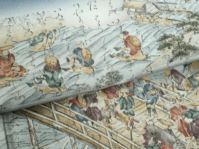 平和屋着物●摺友禅　横塚賢治　訪問着　東海道五十三次　暈し染め　正絹　逸品　CABK7289yc