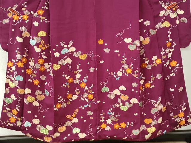 平和屋着物●豪華振袖　駒刺繍　葵枝梅文　鬼しぼ縮緬　正絹　逸品　CABK7299yc