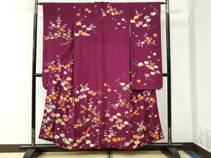平和屋着物●豪華振袖　駒刺繍　葵枝梅文　鬼しぼ縮緬　正絹　逸品　CABK7299yc