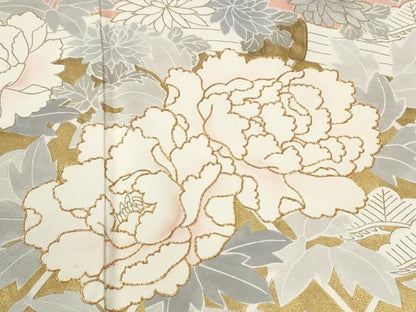 平和屋着物●豪華色留袖　駒刺繍　籬牡丹花文　金彩　正絹　逸品　CABK7300yc
