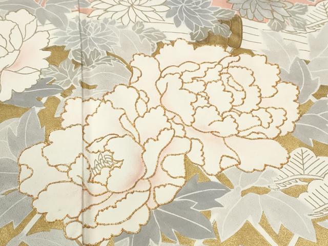 平和屋着物●豪華色留袖　駒刺繍　籬牡丹花文　金彩　正絹　逸品　CABK7300yc