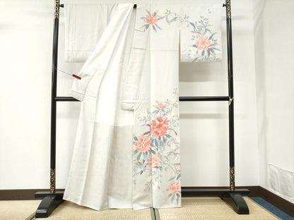 平和屋着物●訪問着　友禅　枝花文　正絹　逸品　CABK7301yc