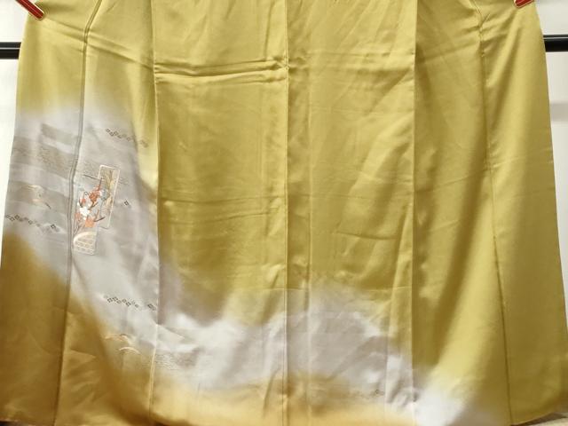 平和屋着物●訪問着　刺繍　短冊重ね草花文　暈し染め　金彩　三越扱い　正絹　逸品　CABK7303yc