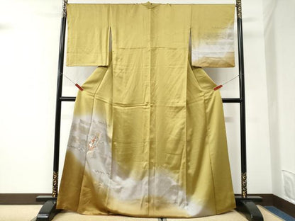 平和屋着物●訪問着　刺繍　短冊重ね草花文　暈し染め　金彩　三越扱い　正絹　逸品　CABK7303yc