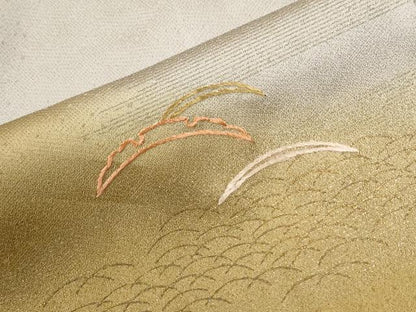 平和屋着物●訪問着　刺繍　短冊重ね草花文　暈し染め　金彩　三越扱い　正絹　逸品　CABK7303yc