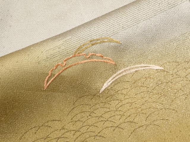 平和屋着物●訪問着　刺繍　短冊重ね草花文　暈し染め　金彩　三越扱い　正絹　逸品　CABK7303yc