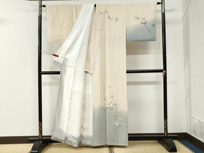 平和屋着物●訪問着　友禅　枝花文　暈し染め　正絹　逸品　CABK7315yc