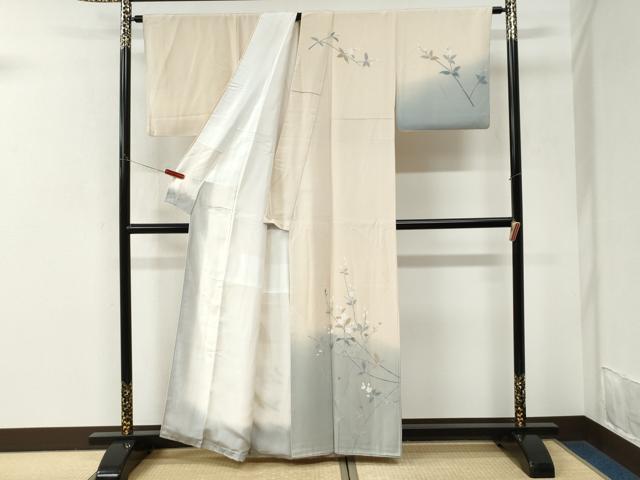 平和屋着物●訪問着　友禅　枝花文　暈し染め　正絹　逸品　CABK7315yc