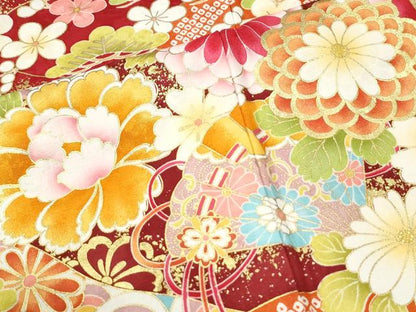 平和屋着物●豪華振袖　駒刺繍　檜扇牡丹舞花文　暈し染め　金彩　正絹　逸品　CABK7316yc