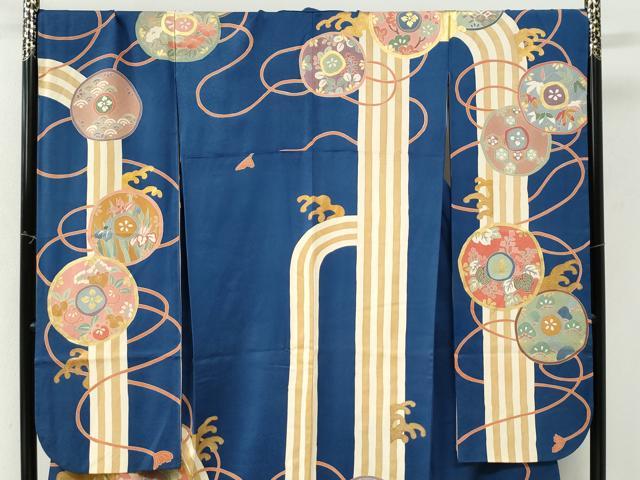 平和屋着物●豪華振袖　駒刺繍　立波草花丸文　金彩　正絹　逸品　CABK7317yc
