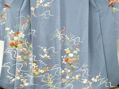 平和屋着物●豪華振袖　駒刺繍　立波牡丹花文　金彩　鬼しぼ縮緬　正絹　逸品　CABK7318yc