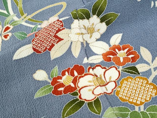 平和屋着物●豪華振袖　駒刺繍　立波牡丹花文　金彩　鬼しぼ縮緬　正絹　逸品　CABK7318yc