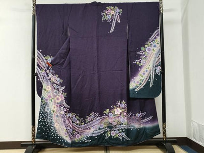 平和屋着物●豪華振袖　辻が花　暈し染め　銀通し地　正絹　逸品　CABK7319yc