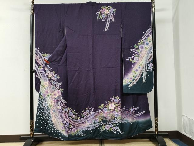 平和屋着物●豪華振袖　辻が花　暈し染め　銀通し地　正絹　逸品　CABK7319yc