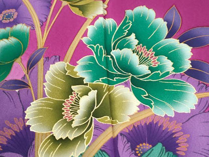 平和屋着物●豪華振袖　牡丹舞花文　暈し染め　金彩　正絹　逸品　CABK7320yc