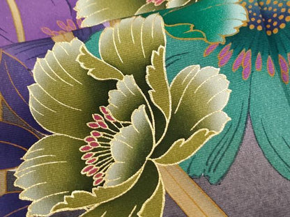 平和屋着物●豪華振袖　牡丹舞花文　暈し染め　金彩　正絹　逸品　CABK7320yc