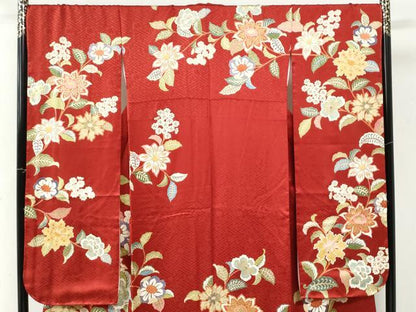 平和屋着物●豪華振袖　駒刺繍　草花文　金彩　ゑり善扱い　正絹　逸品　未使用　CABK7330yc
