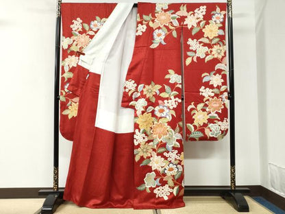 平和屋着物●豪華振袖　駒刺繍　草花文　金彩　ゑり善扱い　正絹　逸品　未使用　CABK7330yc