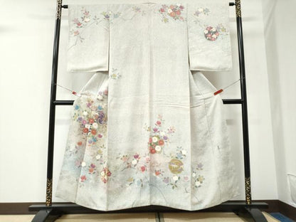 平和屋着物●京友禅の第一人者　松井青々　訪問着　枝橘草花丸文　暈し染め　金彩　正絹　逸品　CABK7333yc