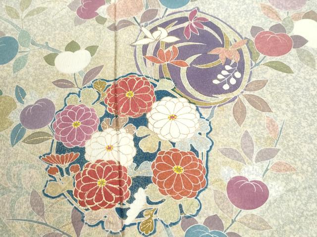 平和屋着物●京友禅の第一人者　松井青々　訪問着　枝橘草花丸文　暈し染め　金彩　正絹　逸品　CABK7333yc