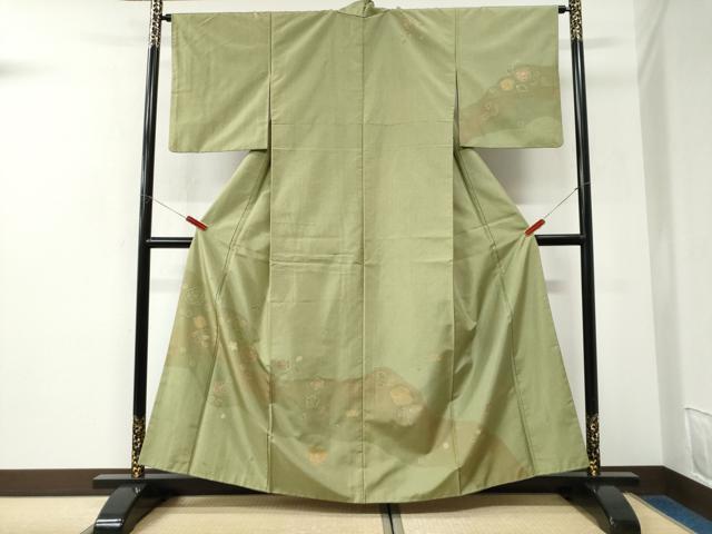 平和屋着物●訪問着　本場染大島紬　梅舞花文　金彩　正絹　逸品　CABK7337yc