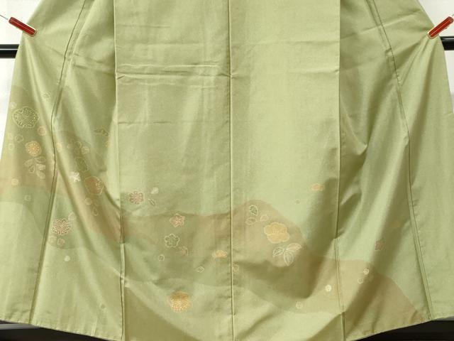 平和屋着物●訪問着　本場染大島紬　梅舞花文　金彩　正絹　逸品　CABK7337yc