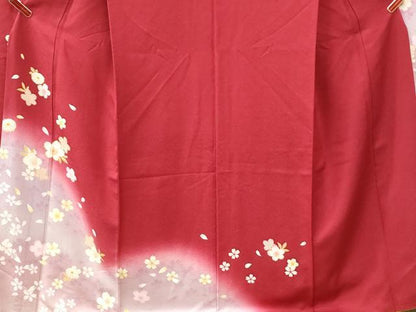 平和屋着物●豪華振袖　舞桜文　ラメ糸　暈し染め　金彩　正絹　逸品　CABK7339yc