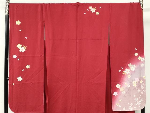 平和屋着物●豪華振袖　舞桜文　ラメ糸　暈し染め　金彩　正絹　逸品　CABK7339yc
