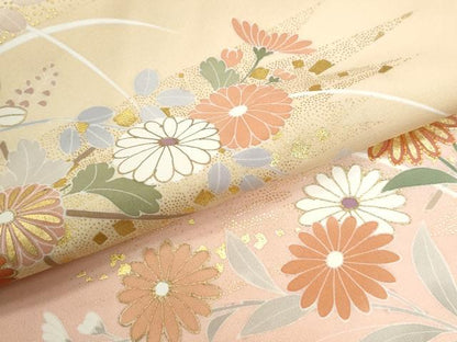平和屋着物●訪問着　駒刺繍　菊花文　暈し染め　金彩　反端付き　正絹　逸品　CABK7342yc