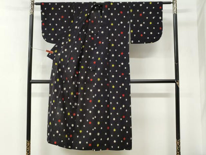 平和屋着物●久留米絣　単衣　水玉　綿　逸品　CABK7346yc