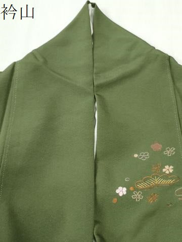 平和屋着物●訪問着　総刺繍　浜松飛鶴雪輪扇面花文　金糸　正絹　逸品　CABK7349yc