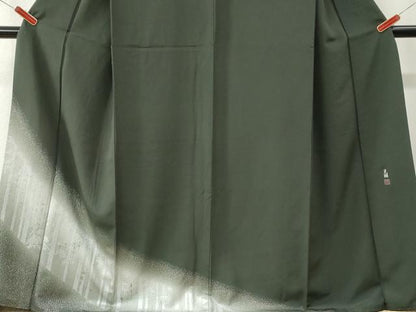 平和屋着物●松尾光琳　色留袖　松竹梅シルエット　銀彩　正絹　逸品　CABK7350yc