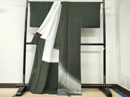 平和屋着物●松尾光琳　色留袖　松竹梅シルエット　銀彩　正絹　逸品　CABK7350yc
