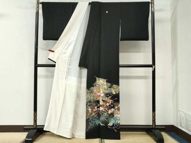 平和屋着物●十日町友禅　女流作家　遠田藤舟　黒留袖　几帳松竹梅花文　暈し染め　正絹　逸品　CABK7353yc