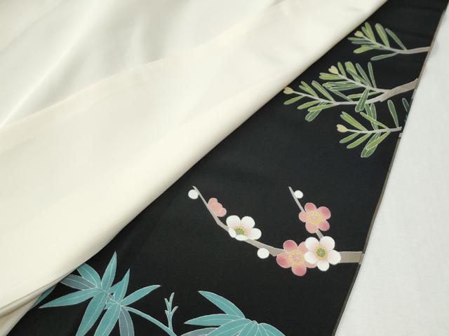 平和屋着物●十日町友禅　女流作家　遠田藤舟　黒留袖　几帳松竹梅花文　暈し染め　正絹　逸品　CABK7353yc