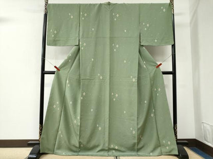 平和屋着物●上質な小紋　菱舞花文　ロング丈　正絹　逸品　未使用　CABK7358yc