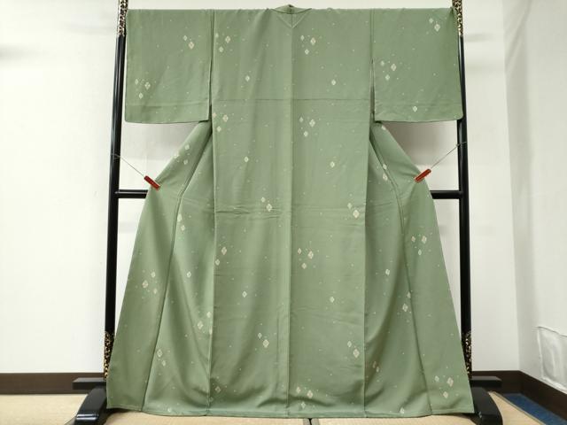 平和屋着物●上質な小紋　菱舞花文　ロング丈　正絹　逸品　未使用　CABK7358yc