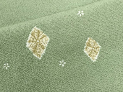 平和屋着物●上質な小紋　菱舞花文　ロング丈　正絹　逸品　未使用　CABK7358yc