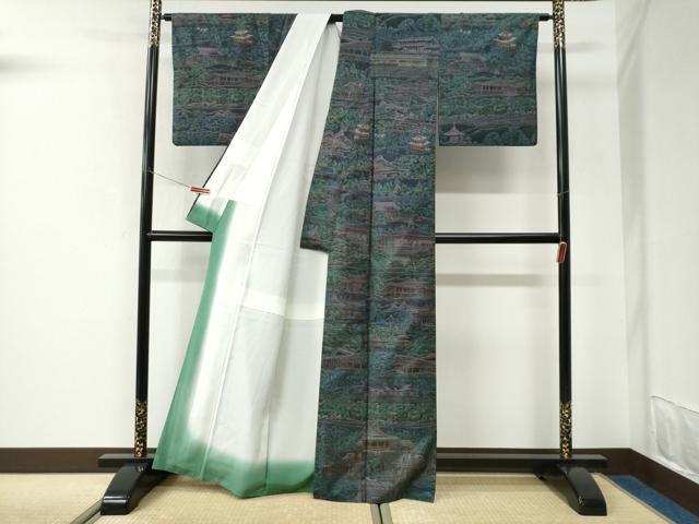 平和屋着物●都喜ヱ門　本場大島紬　9マルキ　総絣　樹林風景文　藤絹織物謹製　正絹　逸品　CABK7364yc