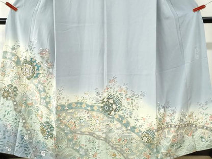 平和屋着物●中国三大刺繍　スワトウ刺繍　訪問着　総刺繍　泰斗刺繍　雪輪吉祥花文　金糸　正絹　逸品　CABK7369yc