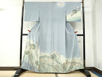 平和屋着物●中国三大刺繍　スワトウ刺繍　訪問着　総刺繍　泰斗刺繍　雪輪吉祥花文　金糸　正絹　逸品　CABK7369yc
