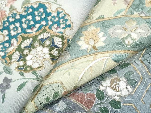 平和屋着物●中国三大刺繍　スワトウ刺繍　訪問着　総刺繍　泰斗刺繍　雪輪吉祥花文　金糸　正絹　逸品　CABK7369yc