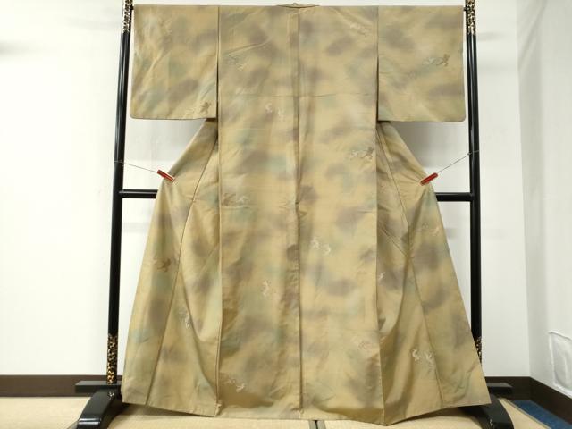 平和屋着物●京の名門・菱屋六右ェ門　紬　鳥獣戯画　正絹　逸品　CABK7371yc