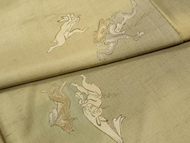 平和屋着物●京の名門・菱屋六右ェ門　紬　鳥獣戯画　正絹　逸品　CABK7371yc