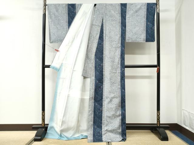 平和屋着物●本場大島紬　総絣　縞　草花文　ロング丈　正絹　逸品　未使用　CABK7372yc