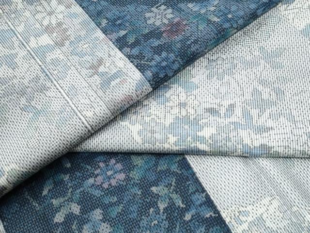 平和屋着物●本場大島紬　総絣　縞　草花文　ロング丈　正絹　逸品　未使用　CABK7372yc