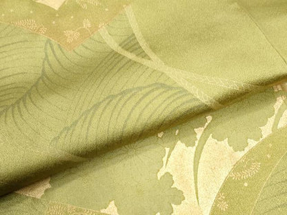 平和屋着物●訪問着　駒刺繍　立波地紙牡丹　金彩　ロング丈　正絹　逸品　未使用　CABK7373yc