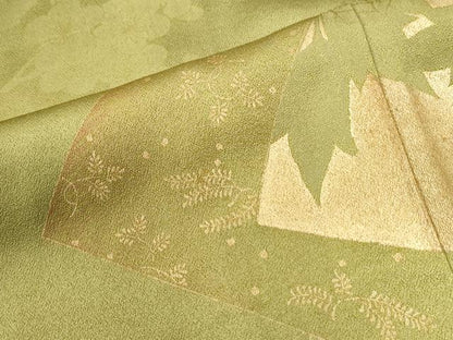 平和屋着物●訪問着　駒刺繍　立波地紙牡丹　金彩　ロング丈　正絹　逸品　未使用　CABK7373yc